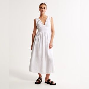 Crinkle Textured Smocked Waist Maxi Dress